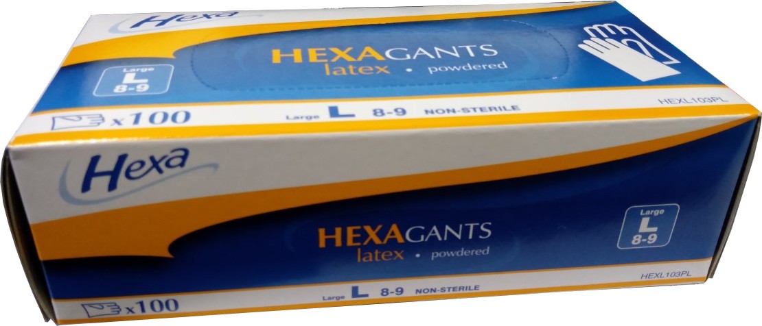 Gant latex S (6/7) non poudrés non stériles (x100) HEXA